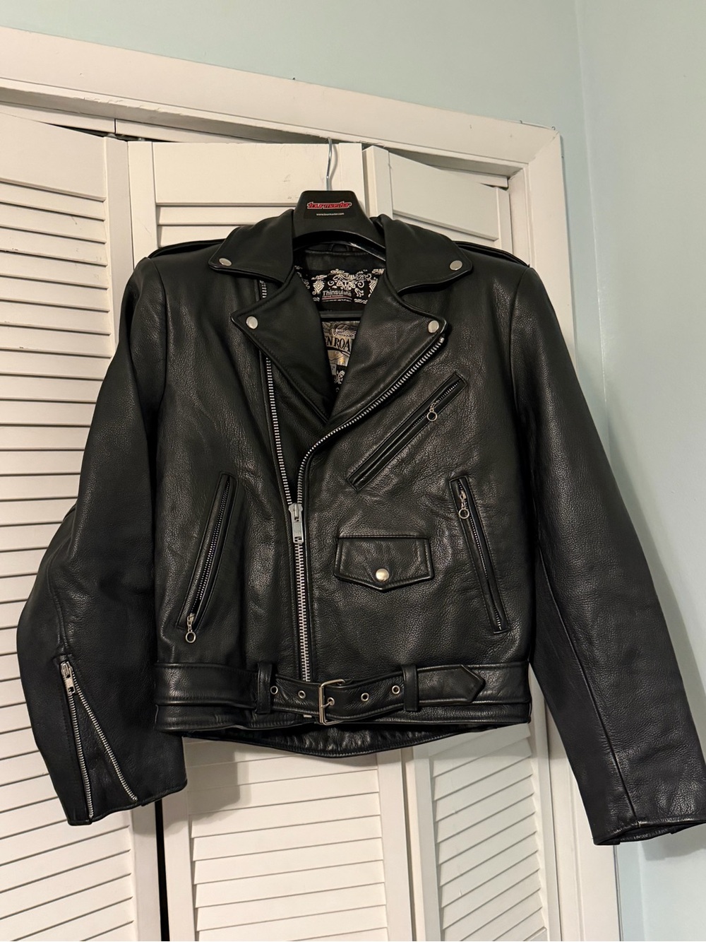 NWOT Vintage Open Road Classic Black Leather Motorcycle Jacket